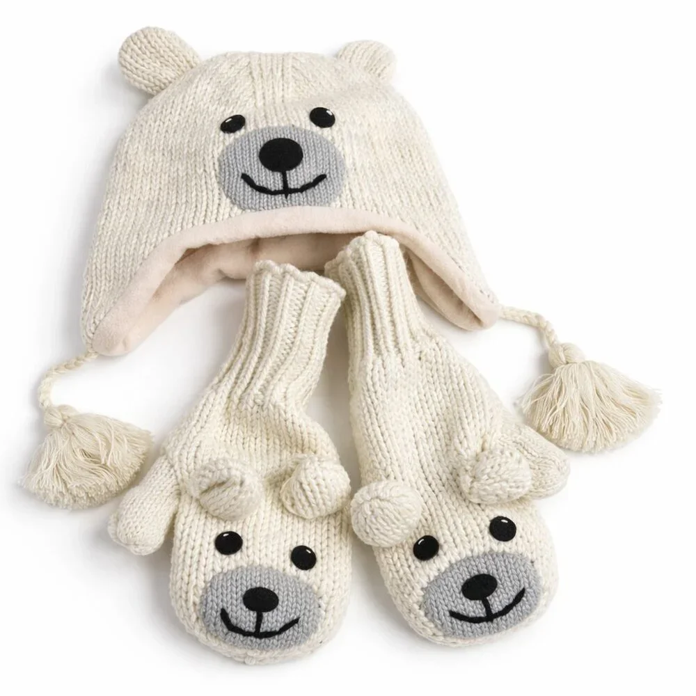 Kyber Outwear Wool Knitted Hat/Gloves Set -Fleece Lined for Kids, 7+ Designs